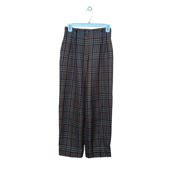 Vintage Express Academia Plaid Straight Leg High Waist Trousers Size 4 - Picture 1 of 6